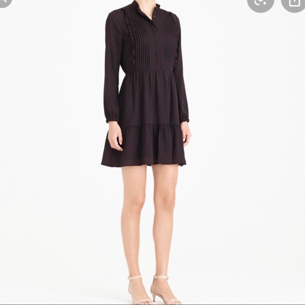 J.Crew Black Long Sleeve Ruffled Dress